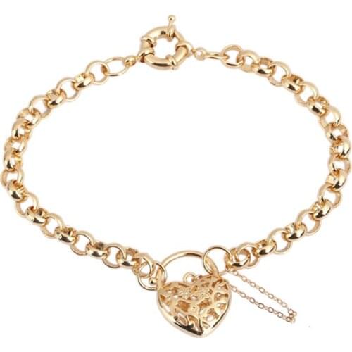 Retro Creative Lock Heart Chain Link Bracelets For Women Exaggerated Vintage Bracelet Lady Fashion Jewelry