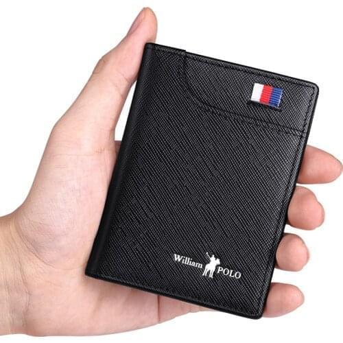 Card Holder Male Leather Vertical Ultra-Thin Card Holder Business Card Holder Driver’s Holder License Leather short Wallet