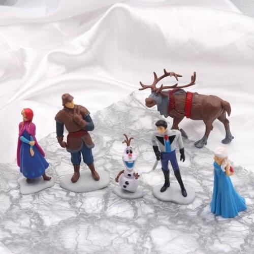 Disney 6 Pcs/set Frozen Anime Princess Pvc Action Figure Princess Elsa Anna Kristoff Sven Olaf PVC Model Toy For Kids Birthday