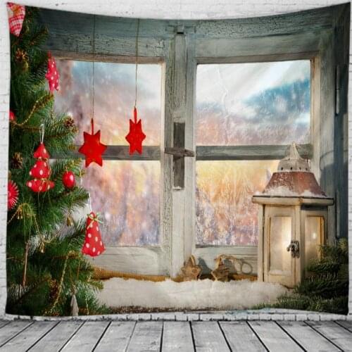 Tapestry Christmas Wall Hanging Christmas Night Home Deco Christmas Castle Print Tapestries Large Size Drop Shipping apestries