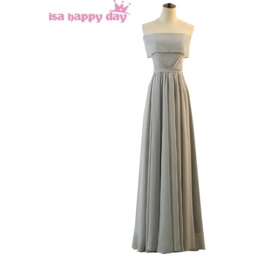 Robe bandage 2020 chiffon elegant bridesmaid women dress long sleeveless married gray colored bridesmaids dresses H4138