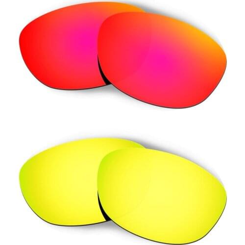 HKUCO For Fives 2.0 Sunglasses Replacement Polarized Lenses 2 Pairs - Red & Gold