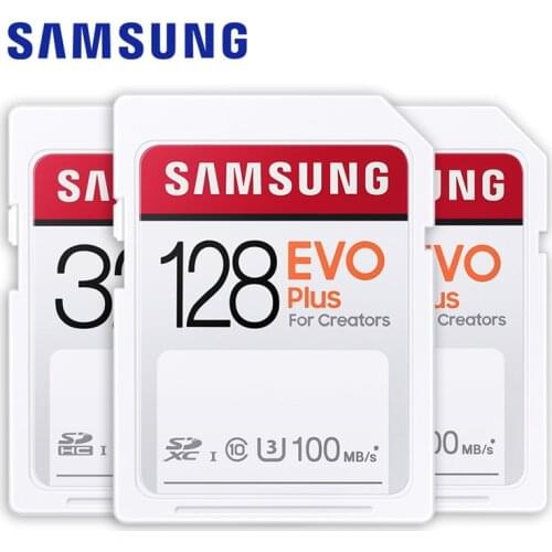 SAMSUNG Memory Card EVO Plus 100MB/s SD Card C10 32GB SDHC 64GB SDXC U1 128GB 256GB U3 UHS-I 4K Flash Memory for Camera DSLR