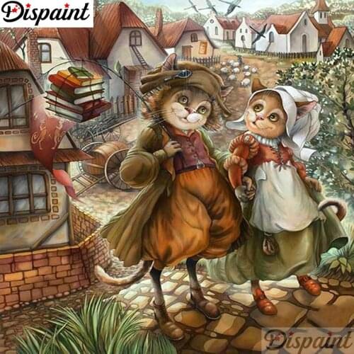 Dispaint Full Square/Round Drill 5D DIY Diamond Painting "Cartoon cat" Embroidery Cross Stitch 3D Home Decor A12423