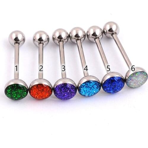Oil Drop 1Pcs Fashion Shinning Tongue Ring Stud Stainless Steel Man Woman Fashion Jewelry Silver Color Tongue Piercing Jewelry