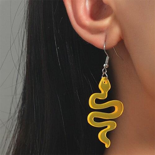 Korea Earrings Acrylic Earrings Strange Jewelry Personality Distorted Geometric Fluorescent Color Serpentine Earring