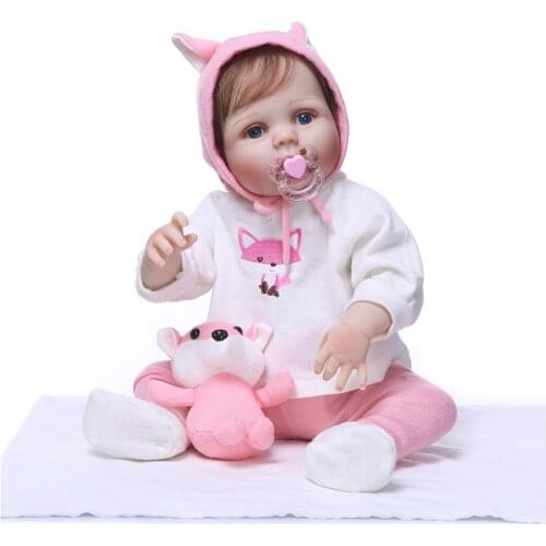 Bebe doll Reborn full silicone reborn baby girl doll with Fox clothing newborn babies alive doll bebe gift rebon 57CM NPK dolls