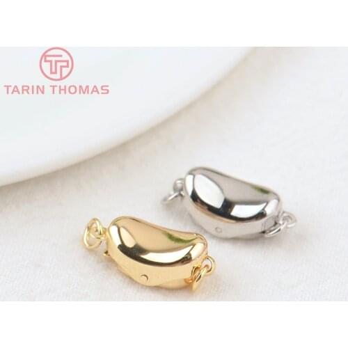 6PCS 7.5x16.5MM 24K Gold Color Brass Two Holes Connector Clasps for Charms Pendants High Quality DIY Jewelry Making Findings