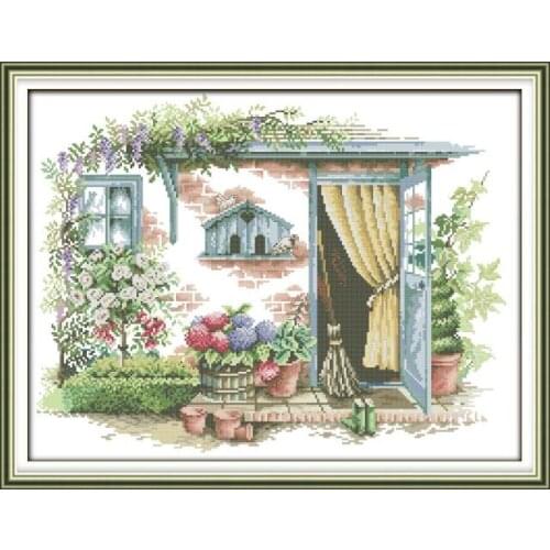 Joy Sunday Cross Stitch Kits Flower Room Embroidery Needlework Stamped Pattern Thread Counted 11CT 14CT Print Fabric Needlepoint