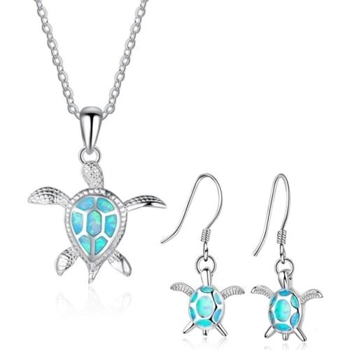 Cute Turtle Animal Necklaces With Earrings Jewelry Sets For Women Accessories Engagement Wedding Jewelry Statement Lover Gift