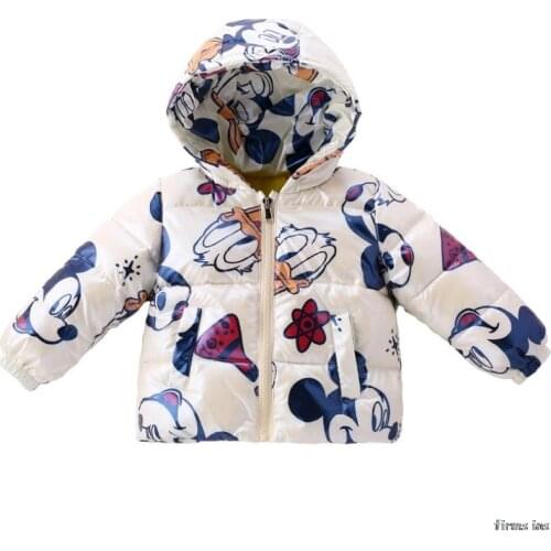 Disney autumn and winter new thickened childrens down cotton padded clothes baby boys and girls Mickey Mouse Hooded Shine Coat