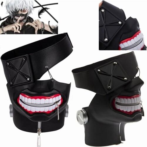 New Anime CCG Arima Kisho Tokyo Ghoul Kaneki Ken Kamishiro Rize Cosplay Masks Headgear Half Face Zipper Mask Carnival Party Prop