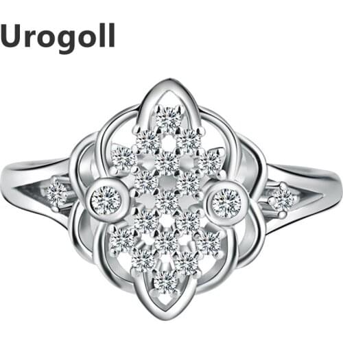 Newest Sparkling luxury 925 Sterling Silver AAA Zirconia Flower Rings For Women Wedding Fine Jewelry