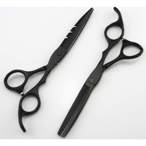 New professional Japan 440c 5.5 & 6 inch black hair scissors cutting & thinning barber shears tools hairdressing scissors set