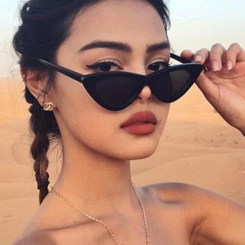 New Fashion Small Frame Sunglasses Women Retro Cat Eye Sun Glasses Ladies Transparent White Pink Eyeglasses UV400 Shade
