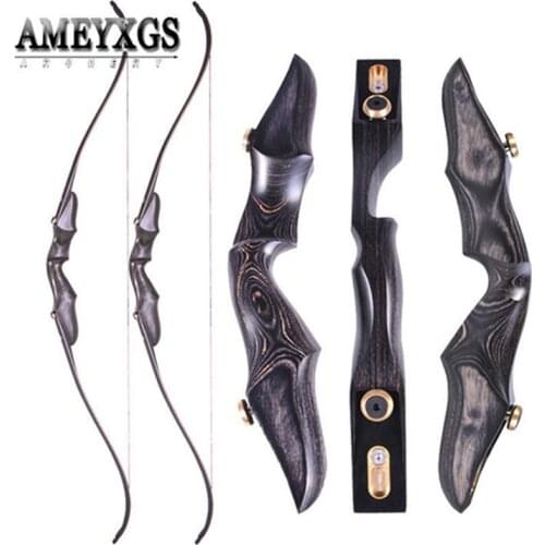 58" Outdoor Hunting Bow 20-50lbs ILF Interface Recurve Bow 7.5-8" Brace Height Right Hand Wood Riser for Archery Shooting Sports