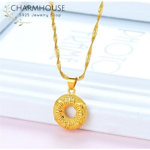 African Gold GP Necklaces For Women Round Pendant & Necklace Chains Collier Femme Choker Statement Jewelry 2020 New Accesories