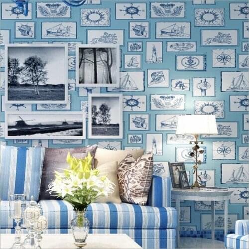 Q QIHANG Mediterranean Printed Non-woven Wallpaper Bedroom Dinning room Aisle Living room TVbackground 0.53m*10m=5.3m2