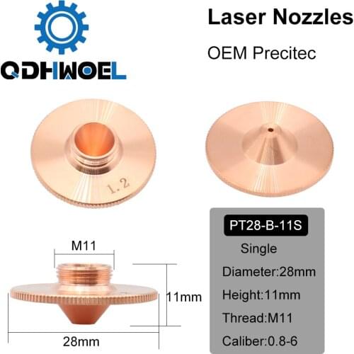 QDHWOEL Precitec Bulge Laser Nozzles Single Layer Chrome-Plating Double Layers Caliber 0.8-4.0 D28 H11 H15 M11 for Cutting Head