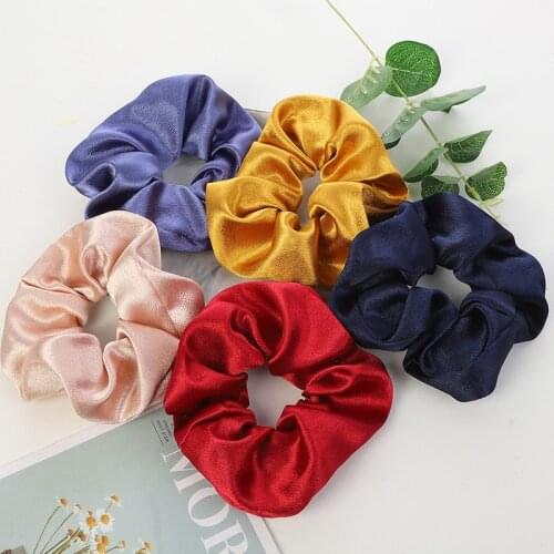 1 PCS Women Silk Solid Color Scrunchie Elastic Handmade Multicolor Stain Hair Band Ponytail Holder Headband Hair Accessories