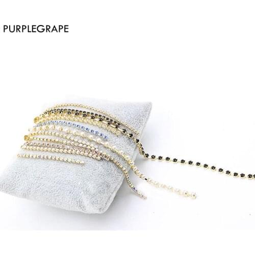 Tassel Copper Chain Earrings DIY Jewelry Accessories Material Diamonds Set with Pearls 4pcs