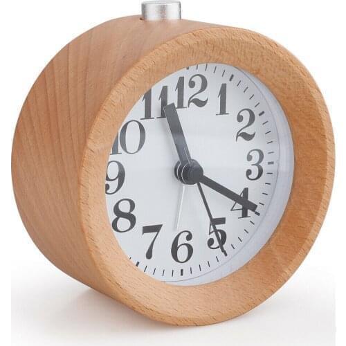 Modern Wooden Snooze Alarm Quartz Clock Desktop Wake Up Clocks Night Light Night Wake Up Desktop Wooden Snooze Alarm