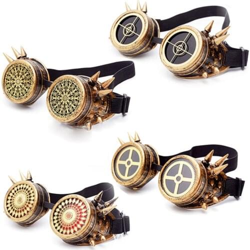 Vintage Steampunk Glasses Gothic Spiked Rivet Welding Cyber Goggles Outdoor Sunglasses Victorian Costume Accessories