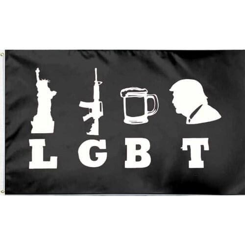 Yehoy 90*150cm Black and white LGBT Liberty Guns Beer And Trump Flag For Decoration
