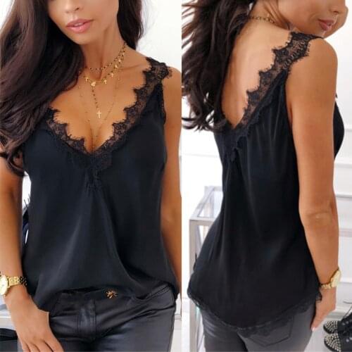 Women Summer Lace Tank Camisole Plain Strappy Vest Top Sleeveless Blouse Casual robe femme 2019 New Hot Sale ropa mujer Elegant