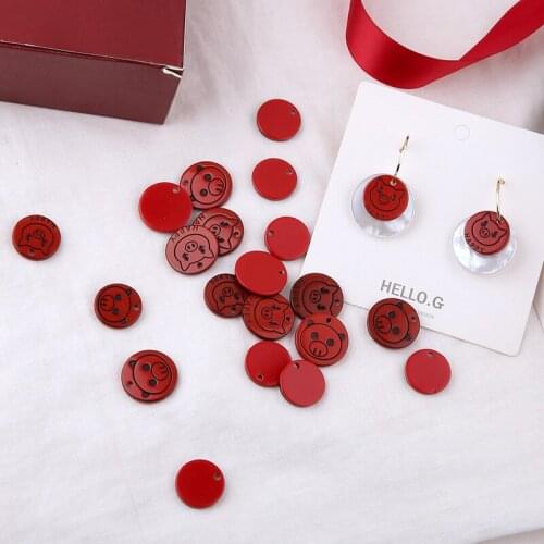 10pcs Japanese And Korean Girl Cute Earrings For Women Resin Cute Wealth Pig Red Series Pendant Material Diy Jewelry Accessories