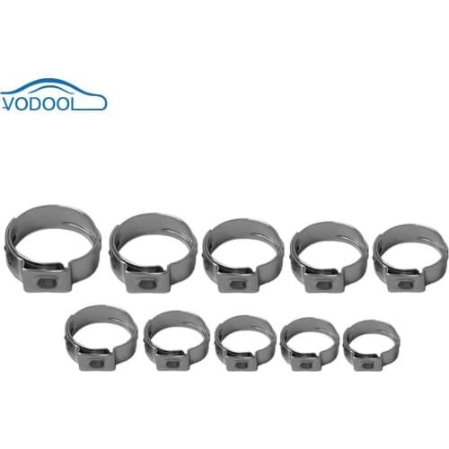 10Pcs Single Ear Stainless Steel Hydraulic Hose Clamps Fuel Air Water Pipe Hose O Clips Train Boat Ship Auto Car Accessories