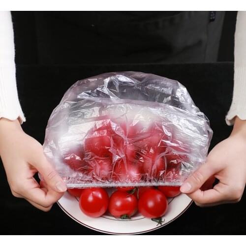 100 Pcs Food Grade Plastic Food Cover Stretch Lids Elastic Bowl Cover Kitchen Wrap Fresh Keeping Plastic Caps Cookware Kitchen