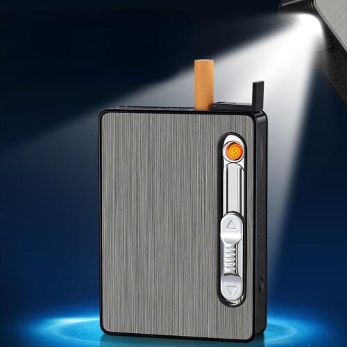 Personalized 3 In 1 Multi-function Rechargeable Cigarette Case LDE Illuminator 10 Cigarette Pack 20 Cigarette Pack Gift for Men