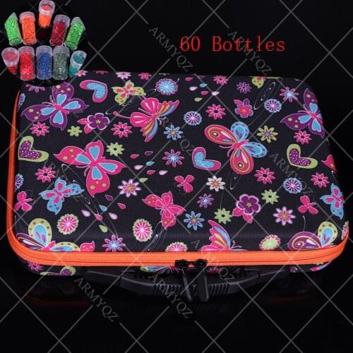 60 Bottles Diamond Painting Accessories Container Storage Bag Box Carry Case Diamond Embroidery Tools Butterfly Handbag