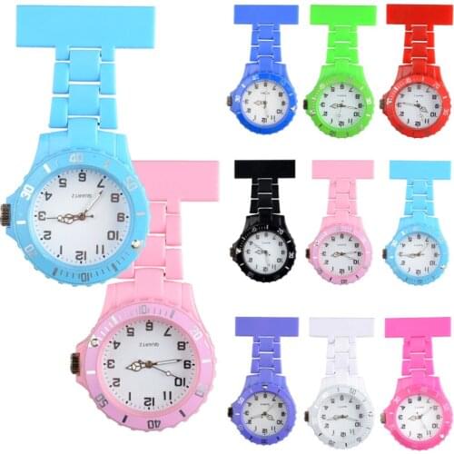 9 Colors Plastic Nurse Quartz Pocket Watches Fashion Medical Clip-on Brooch Fob Analog Quartz Nurse Watch For Men Women