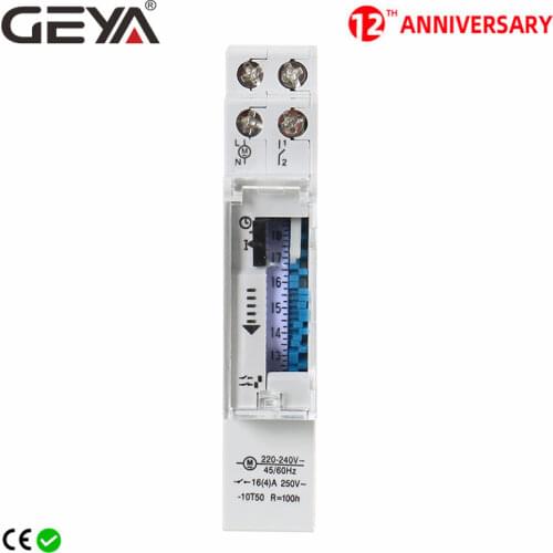 Free Shipping GEYA TB45 Din Rail Mechanical Timer Switch 96 times on/off per Day Time Set Range 15 Mins Timer 110V 220V