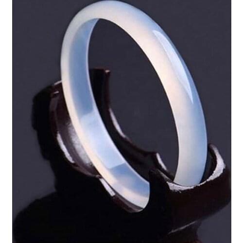 Natural White Chalcedony Hand-carved Wide Bar Large Bracelet Fashion Boutique Jewelry Womens Arm Bracelet Beauty Bracelet