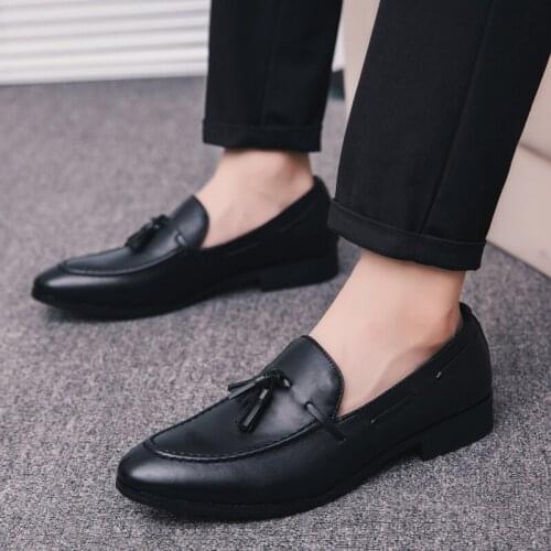 New Men British Vintage Tassels Brown Oxford Formal Brogue Shoes Male Wedding Prom Homecoming Worker Sapato Social Masculino