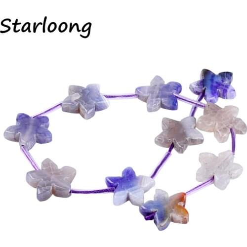 Top quality semi-precious multicolor star flower Natural stone agata beads DIY jewelry making for necklace jewelry crafts