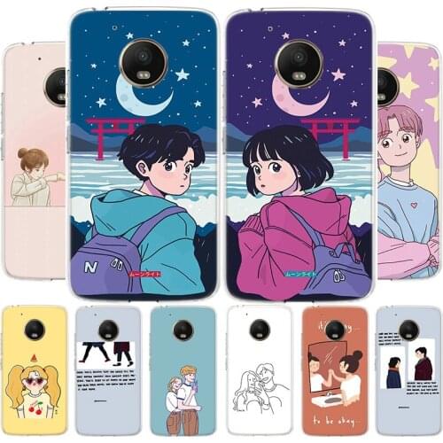 Couple comics are cute Phone Case For Motoralo Moto G9 G8 G7 G6 G5 E6 E5 E4 Plus Power Play One Macro Action Cover Coque