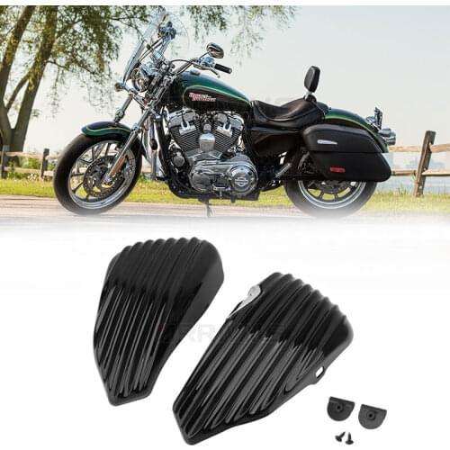 Black Motorcycle Left&Right Side Oil Tank Battery Cover Fairing Guard For Harley Sportster XL1200 XL883 2014 2015 2016 2017