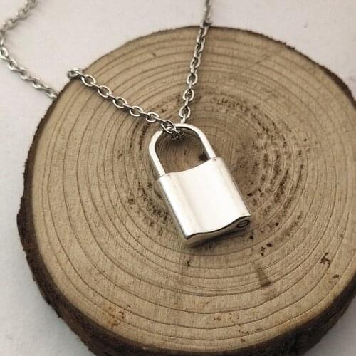Simple Small Lock Pendant Chokers Necklaces for Women Hanging Little Padlock Necklace Dainty Charms Choker Minimal Jewelry