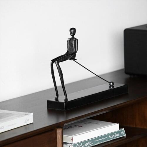 Cast Iron Abstract Sit Up Figures Home Office Hotel Living Room Decoration Tabletop Figurines Modern Marble Arts Craft Statue