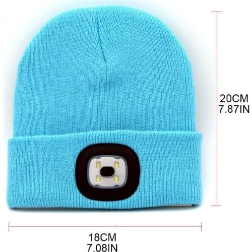 Child Headlight Cap 4 LED Night Lighting Beanie Hat with Light USB Rechargeable