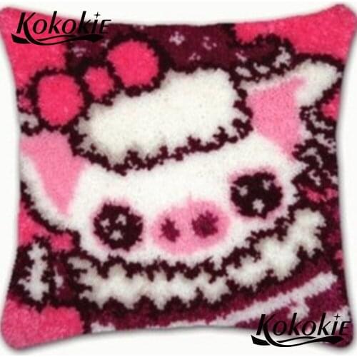Diy rug carpet Handmade Unfinished Embroidery Pillowcase Crocheting Kit Rug Yarn cushion Latch hook rug making kit cartoon mat
