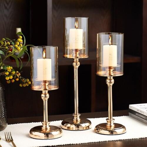 European Metal Candle Lantern Gold Candle Holders Table decor Wedding Centerpieces center Table candlesticks Parties Home Decor
