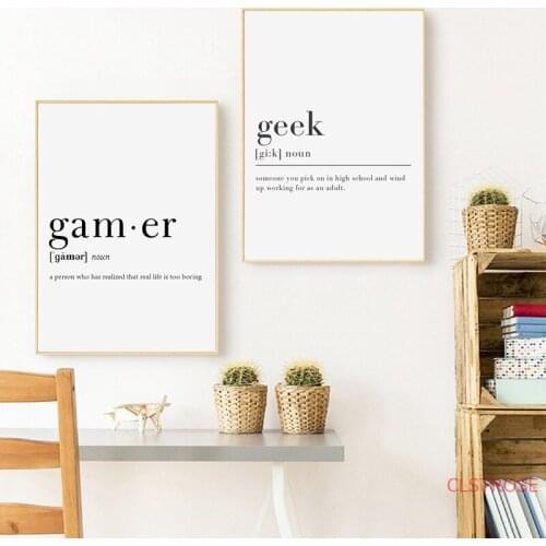 Gamer Definition Canvas Painting Wall Pictures , Funny Geek Definition Nerd Humor Canvas Prints And Poster Home Room Decor