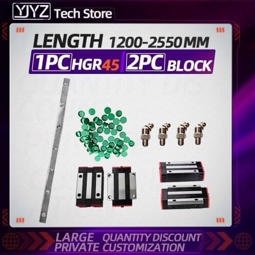 Linear guide 1PC HGR45 + 2PC HGH45HA / HGW45HA/HGH45CA/HGW45CC, Slider length -1200-2550MM