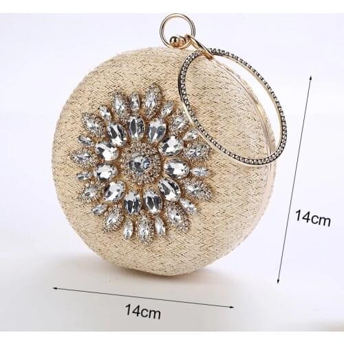 Luxy Moon Round Crystal Clutch Womens Mini Handbag Evening Clutch Bag