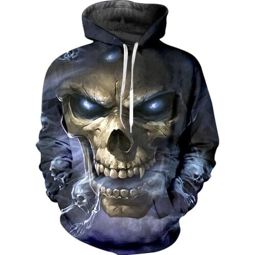 UJWI Smoke Skull Hoodies Sweatshirts Men Women 3D Pullover Funny Rock Tracksuits Hooded Male Jackets Fashion Casual Winter